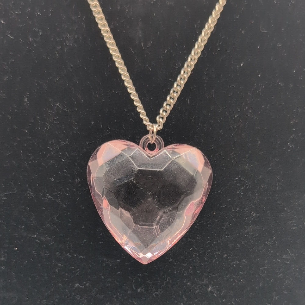 Elegant Pink Tinted Heart Pendant Necklace